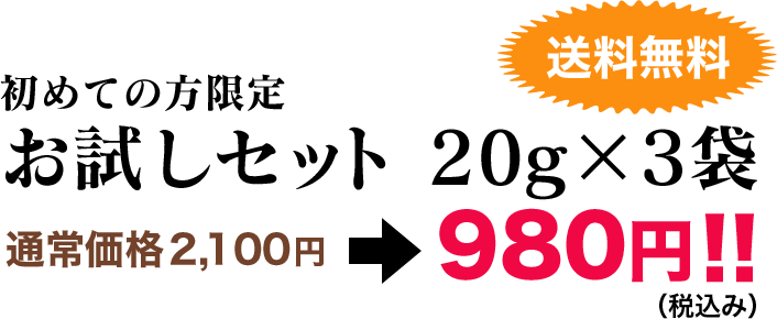 お試しセット20gx3袋　980円